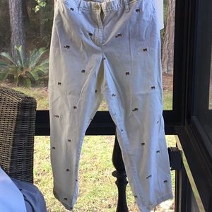 Talbots size 16 chinos. Color off white with pattern of beige little elephants.